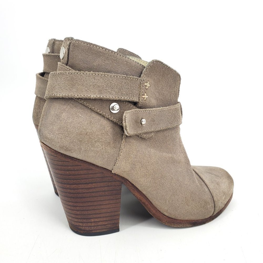 Rag & Bone Harrow Taupe Tan Suede Stacked‎ Heel Ankle Boots Size 36 6 US - Picture 4 of 9